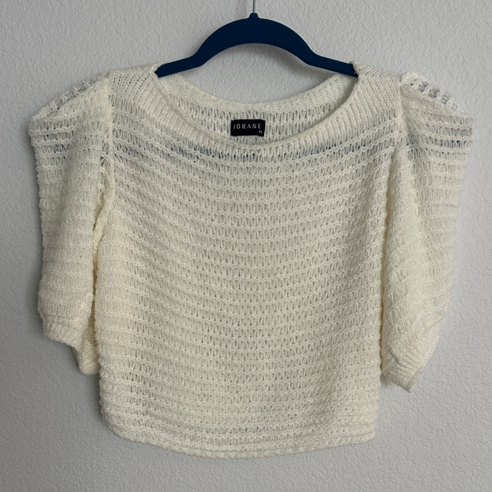 IORANE loose knit crop crochet sweat sweater S